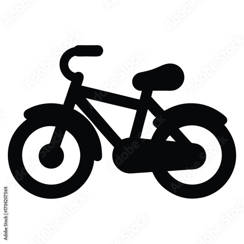 Simple black bicycle silhouette with curved handlebars and a padded seat