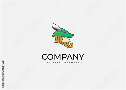 Stylized Robin Hood character in flat vector illustration with green hat and feather. Perfect for logo, mascot, emblem, sticker, medieval theme, game asset, and creative design projects.