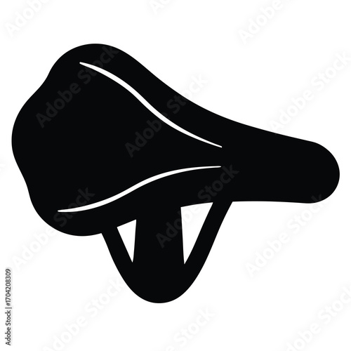 Isolated black icon of bicycle seat on white background silhouette vector