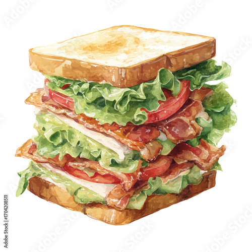 BLT, watercolor drawing vector, isolated on a white background.
