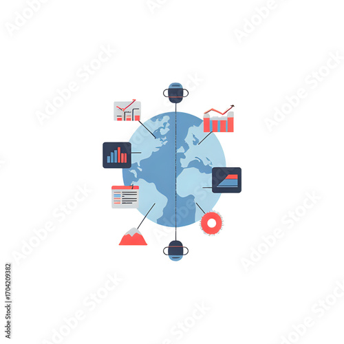 Wallpaper Mural Global network of data analysis and digital connections visualized around the earth. Torontodigital.ca