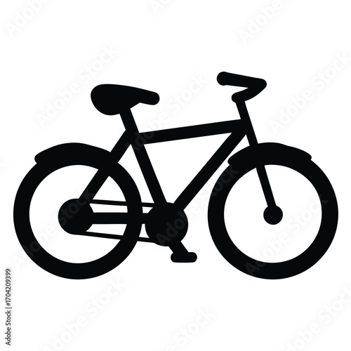 Silhouette of a vintage bicycle with fenders, seat, and handlebars