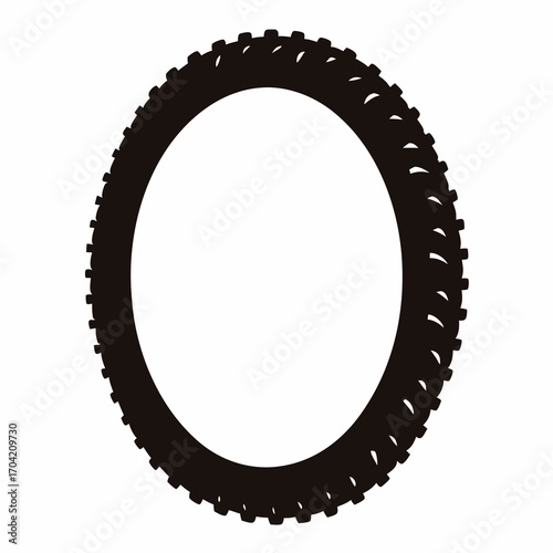 Black and White Illustration of a Tire Tread with Distinctive Pattern