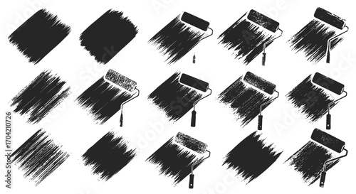 Progression of paint roller application showing texture and coverage stages