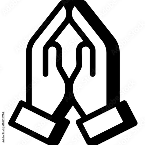 Outline praying hands icon for Thanksgiving gratitude and prayer