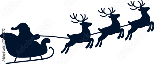 Santa Claus Riding Sleigh with Reindeers
