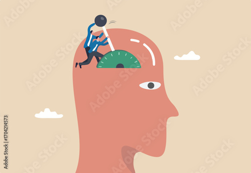 Change mindset, attitude or control mind, perception or thought, improve or develop thinking process, belief or optimistic thinking concept, people help shifting or switch gear on human brain.