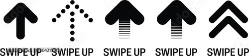 Collection of five different swipe up arrow icons with text