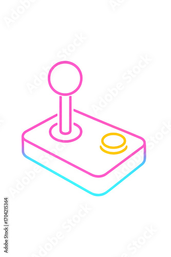 Retro neon arcade joystick glowing illustration