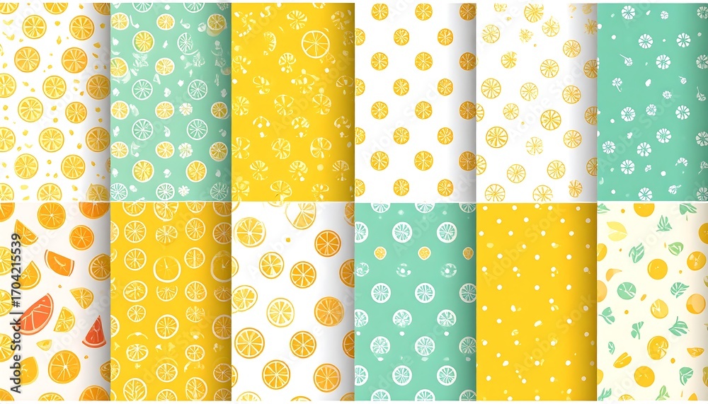 Citrus fruit patterns on a grid