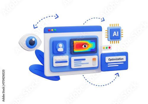 3d illustration of ai and data analysis isolated on transparent background