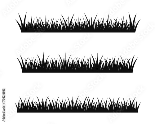 Stock vector illustration Set of silhouette of grass isolated on white background