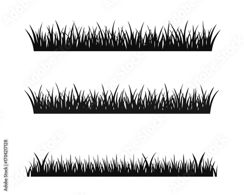 Stock vector illustration Set of silhouette of grass isolated on white background