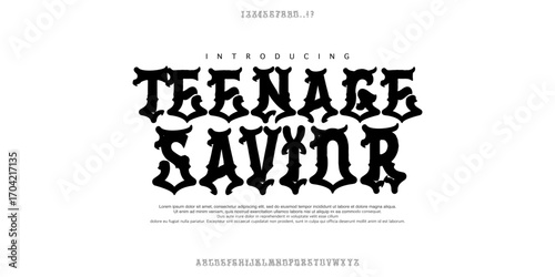 Font Teenage Savior. NEW!!! Teenage Riot is a Display Font and Chicano Letters. Uppersace only american and us style. Cubano gangsta typeface.