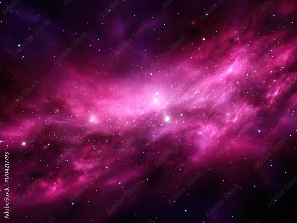 Naklejka premium Pink Nebula in Space
