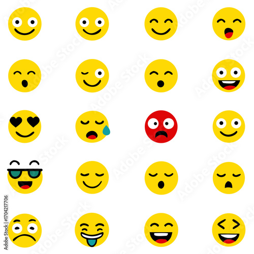 Social media emoticons vector set, Emoji pack,