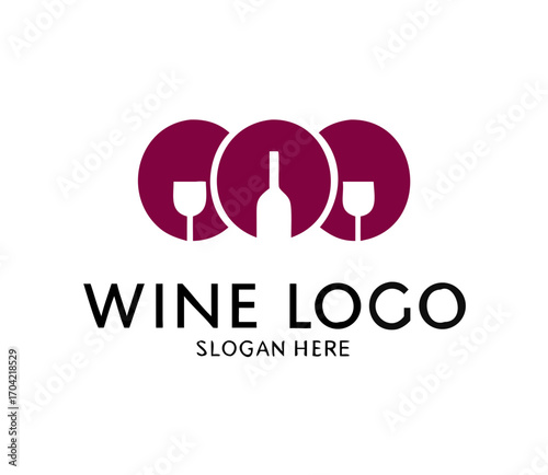 Wine, winery logo or icon, emblem. Label for menu design restaurant or cafe. Lettering vector illustration