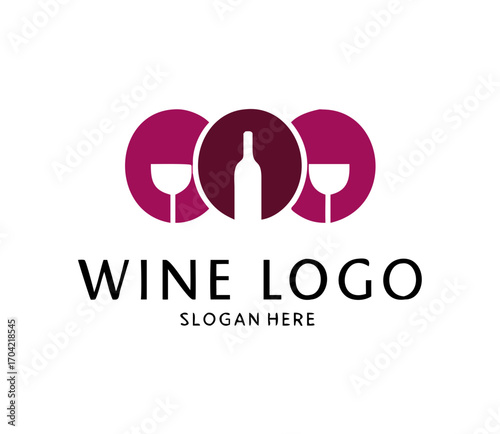 Wine, winery logo or icon, emblem. Label for menu design restaurant or cafe. Lettering vector illustration