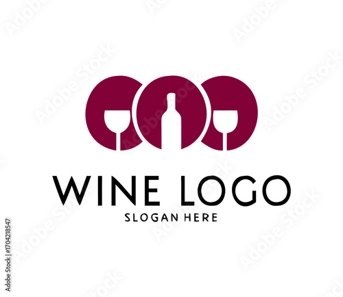Wine, winery logo or icon, emblem. Label for menu design restaurant or cafe. Lettering vector illustration