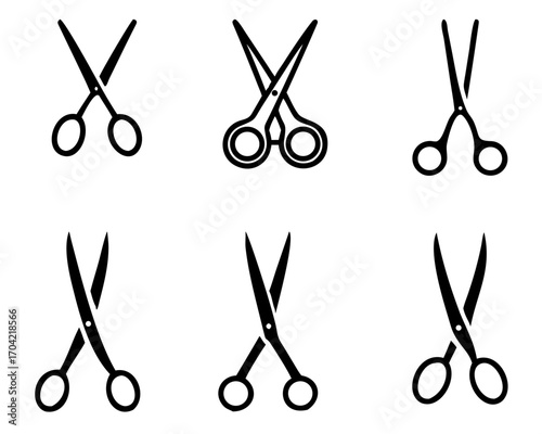 set of black scissors icon vector Illustration