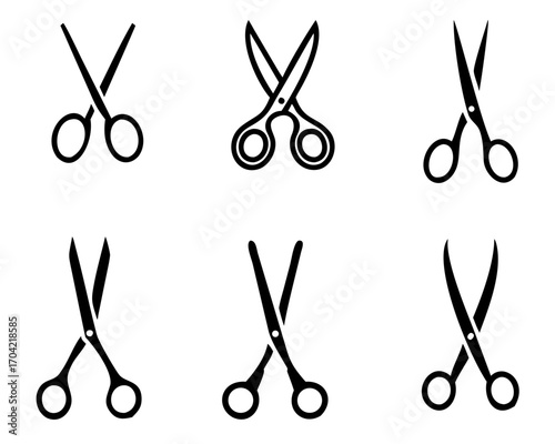 set of black scissors icon vector Illustration