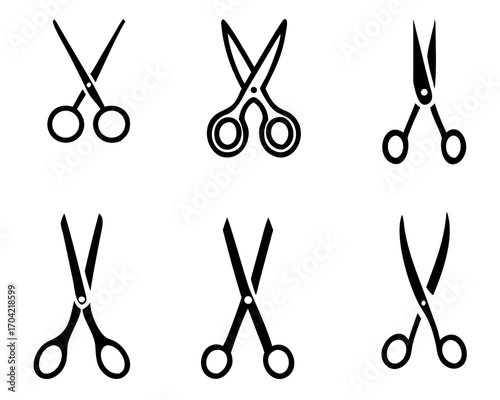 set of black scissors icon vector Illustration