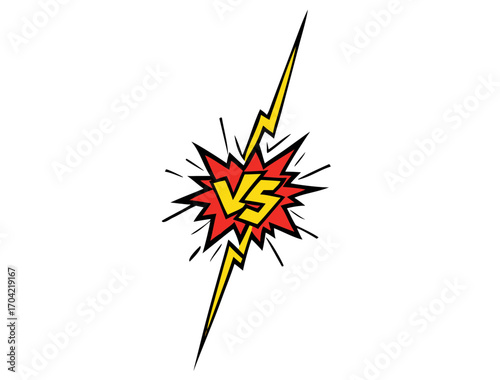 Comics vs frame. Versus fight backgrounds in flat comics style. versus banner template in comic stlye Vector Illustration.Comic fighting duel with lightning ray border.