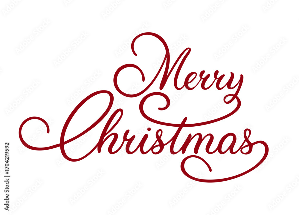 Naklejka premium Merry Christmas vector text Calligraphic Lettering design card template. Winter holidays related typographic quote. Vector illustration.