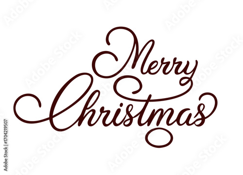 Merry Christmas vector text Calligraphic Lettering design card template. Winter holidays related typographic quote. Vector illustration.