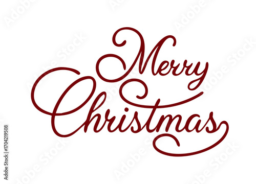 Merry Christmas vector text Calligraphic Lettering design card template. Winter holidays related typographic quote. Vector illustration.
