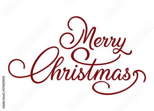 Merry Christmas vector text Calligraphic Lettering design card template. Winter holidays related typographic quote. Vector illustration.