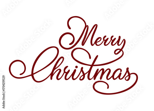 Merry Christmas vector text Calligraphic Lettering design card template. Winter holidays related typographic quote. Vector illustration.