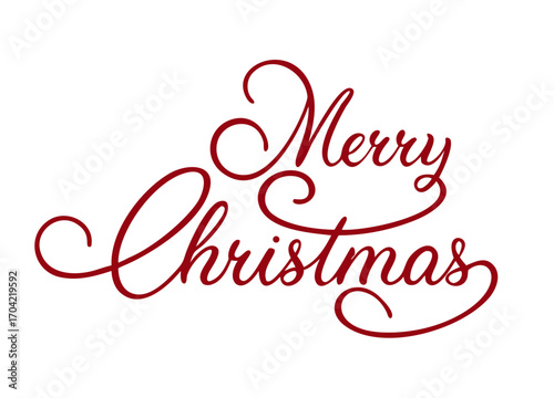Merry Christmas vector text Calligraphic Lettering design card template. Winter holidays related typographic quote. Vector illustration.