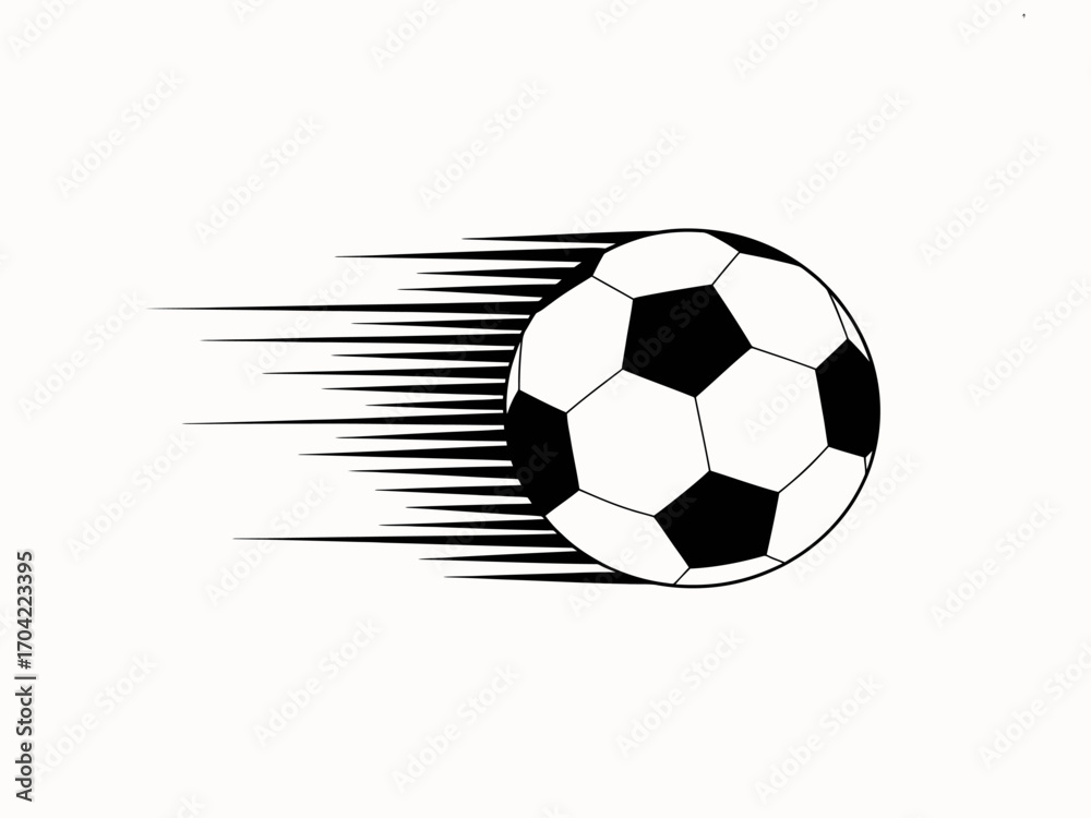 Obraz premium Dynamic Soccer Ball Illustration Showing Speed and Motion for Sports and Design Projects black and white image
