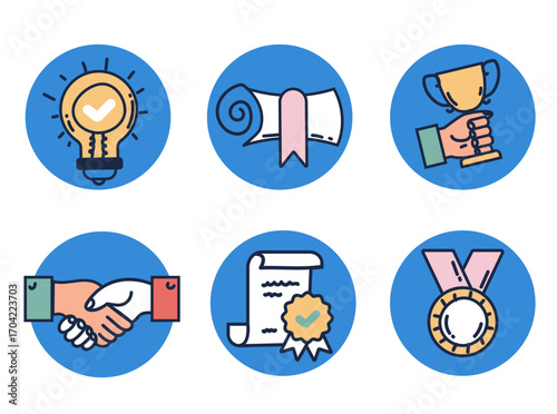 Business icon economy financial money trade strategy isolated set. Vector flat graphic design element concept illustration
