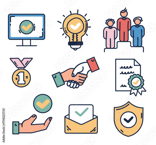 Business icon economy financial money trade strategy isolated set. Vector flat graphic design element concept illustration