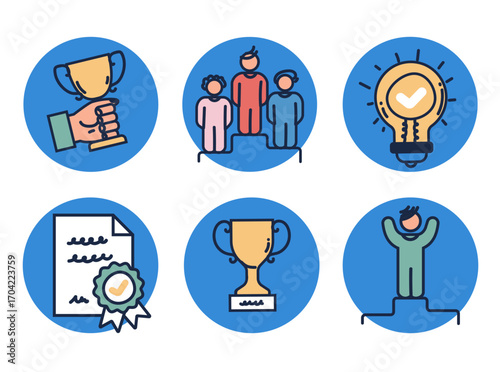 Business icon economy financial money trade strategy isolated set. Vector flat graphic design element concept illustration