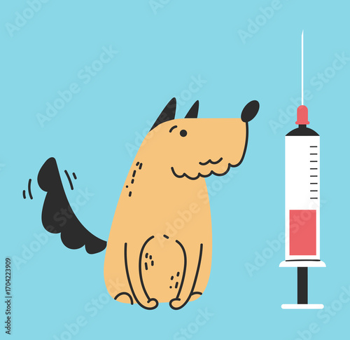 Pet vaccination cat dog animal medical health abstract concept. Vector graphic design illustration	