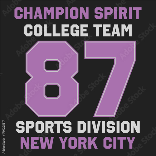 New York typography graphics. Print for number t-shirt, design of athletic clothes.