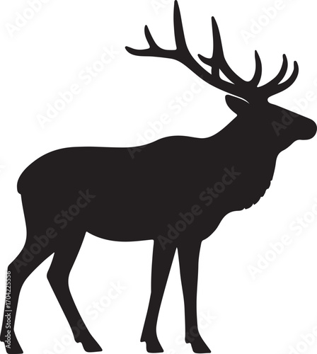 Elk silhouette, black vector design