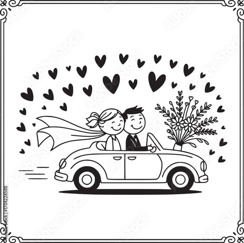 Eternal Love: Newlyweds, brimming with happiness, embark on a journey of togetherness. Adorning their path.