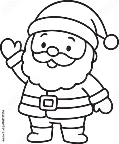 Cute cartoon Santa Claus waving with a friendly smile Christmas