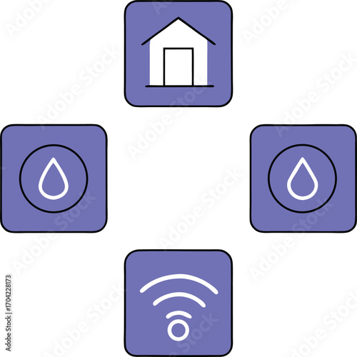 Smart home automation icon with wi fi and devices silhouette