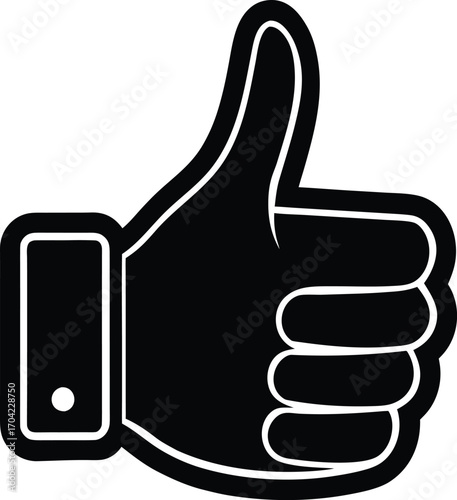 black thumbs up icon representing like, approval, or agreement