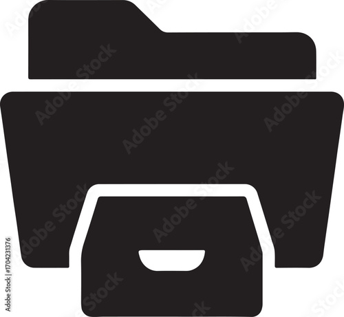 Silhouette vector of folder archive icon for files, storage, data, organization, backup, business, and design