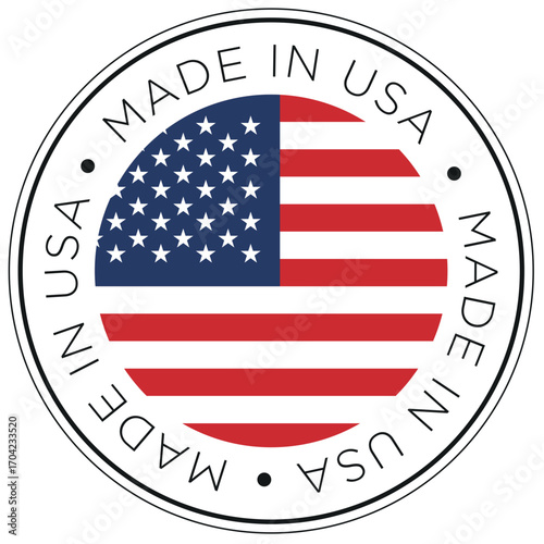 Made in usa label with american flag inside a circle for product Vector