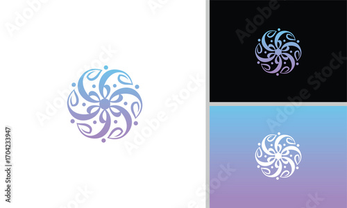 The flower logo design resembles a creative, elegant and modern fan.
