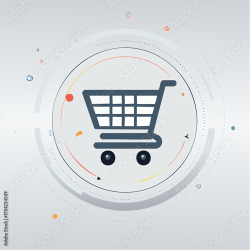 Vector shopping cart icon for online retail and e-commerce business