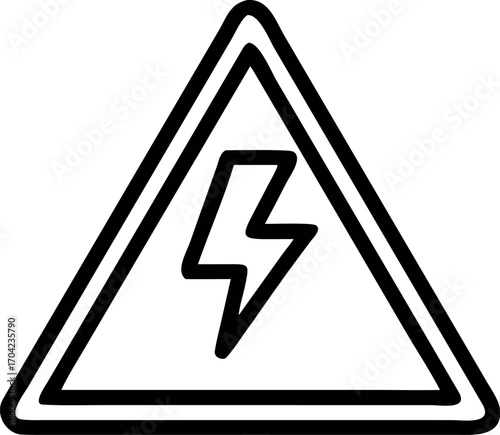 Vector art of a black and white high voltage warning sign is displayed