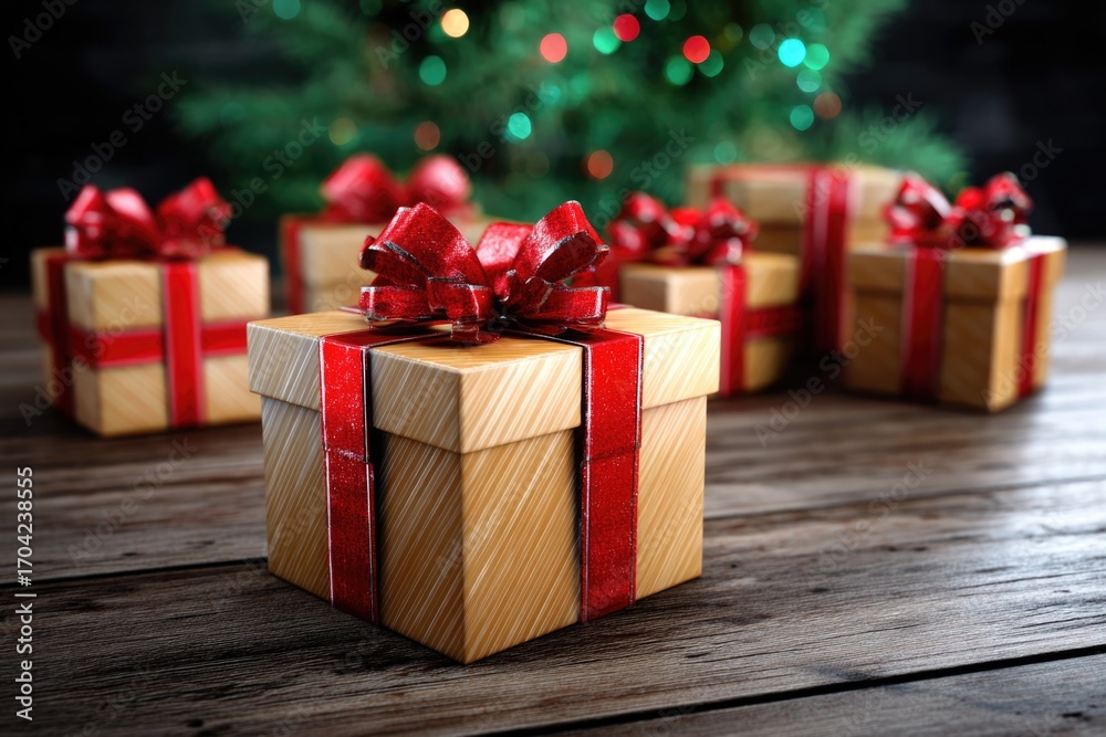 Obraz premium Christmas Present Gifts Under Tree